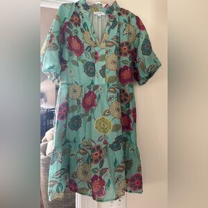 THML mint green Floral mini  Green Dress EUC small